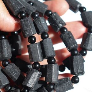 Black Tourmaline Crystal Stretch Bracelet 9mm
